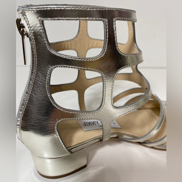 Jimmy Choo Silver Mirrored Leather Barbiecore Sandals Size 6 - Picture 6 of 12